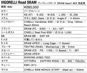 vigorelliroadapex_spec