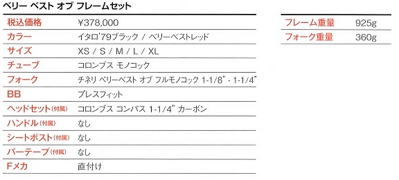 チネリ ベリーベストオブ スペック