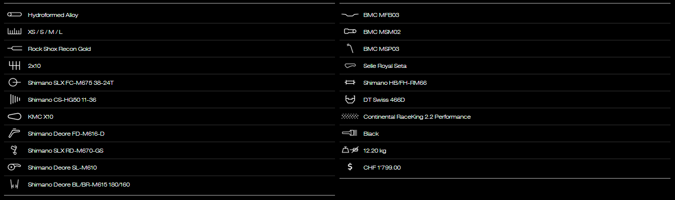 BMC TE03 SLX/DEORE スペック