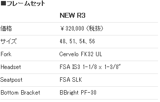 CERVELO R3(サーベロ エススリー) スペック